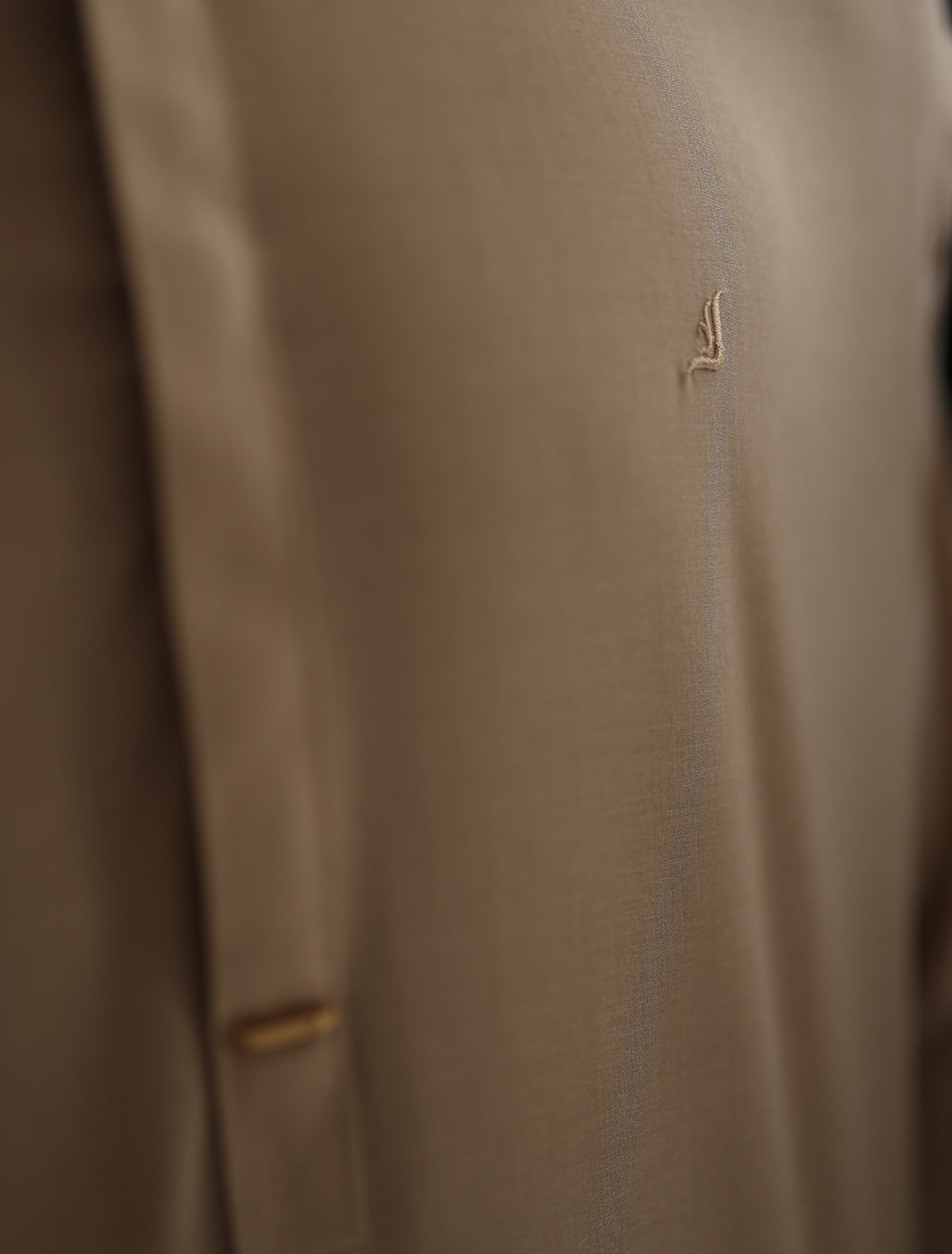 BEIGE LOGO-EMBROIDERED KAMEEZ SHALWAR