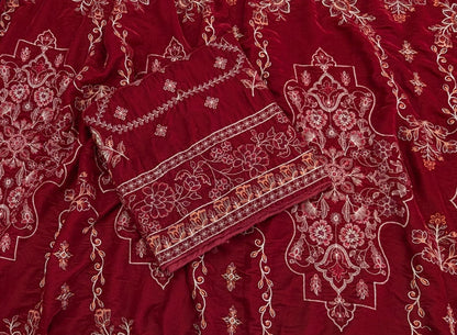 Premium Fancy Velvet Suit with Velvet Appliqué Shawl