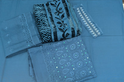 Elegant Embroidered Marina 3-Piece Suit with Warm Pluchi Shawl