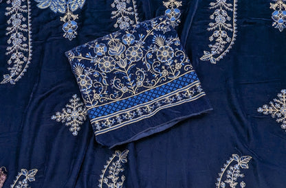 Premium Fancy Velvet Suit with Velvet Appliqué Shawl