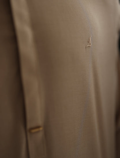 BEIGE LOGO-EMBROIDERED KAMEEZ SHALWAR
